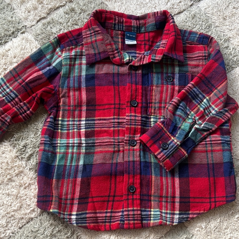 Old Navy Kids Plaid Shirt - Red, Blue, Green